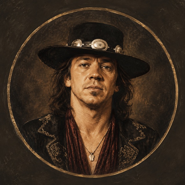 Retrato ilustrado de Stevie Ray Vaughan