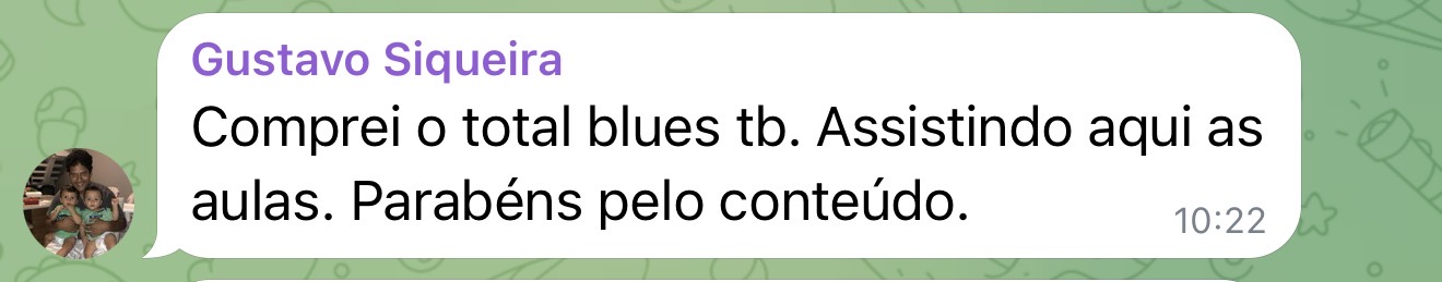 Print de depoimento de aluno do Blues Masters 5