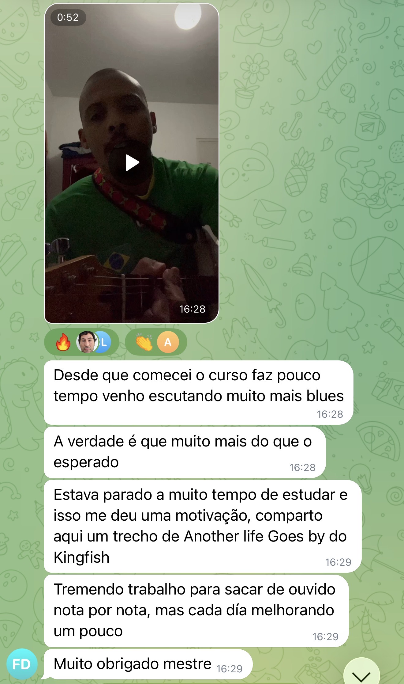 Print de depoimento de aluno do Blues Masters 6