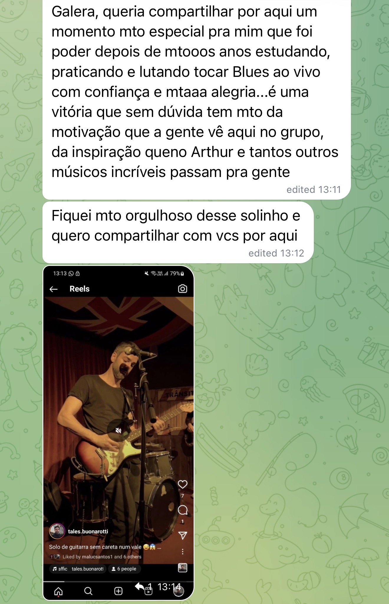 Print de depoimento de aluno do Blues Masters 9