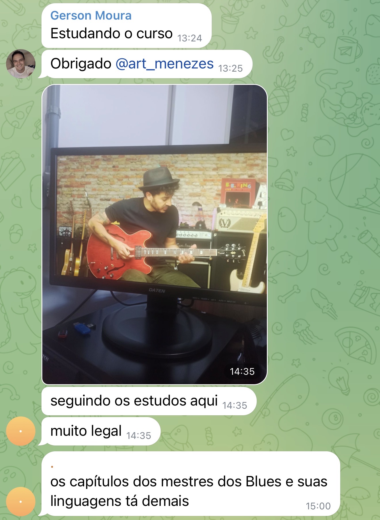 Print de depoimento de aluno do Blues Masters 13